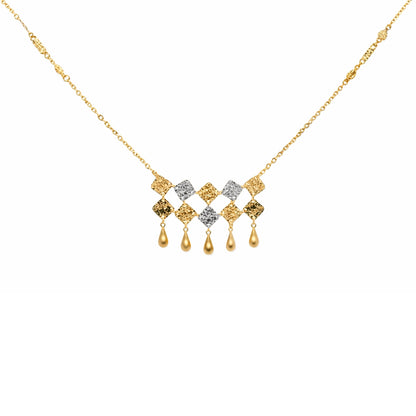 Regal Lattice Drop Gold Necklace