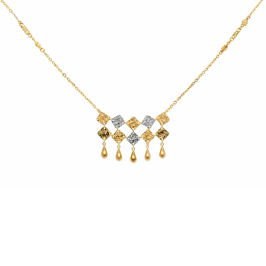Regal Lattice Drop Gold Necklace