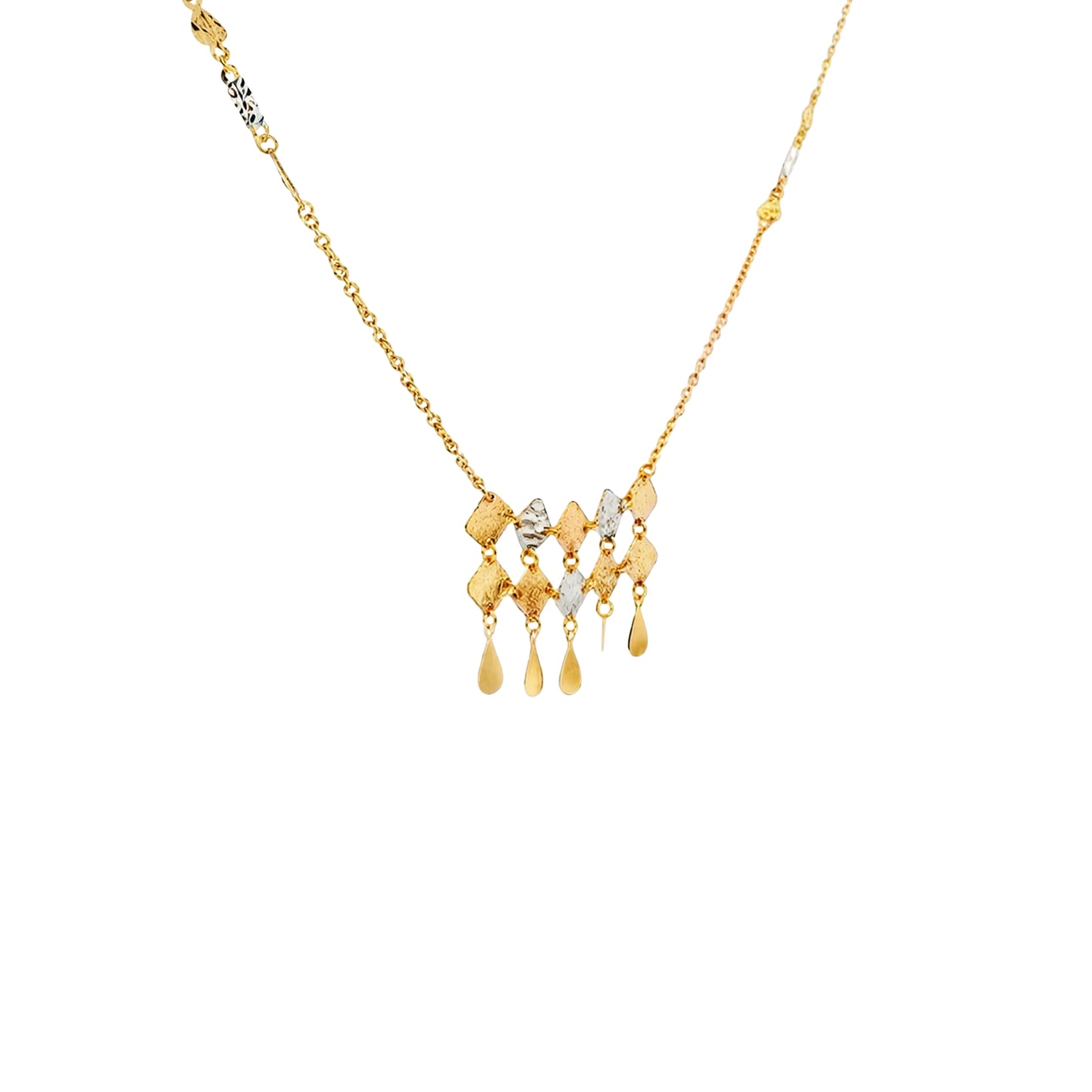 Regal Lattice Drop Gold Necklace