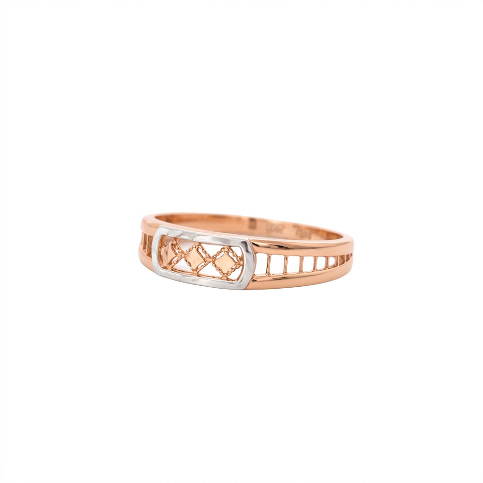 Dual Tone Lattice Gold Ring