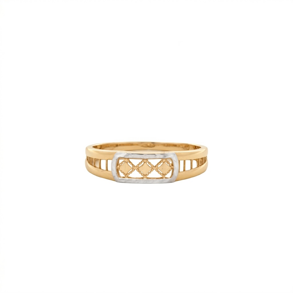 Dual Tone Lattice Gold Ring