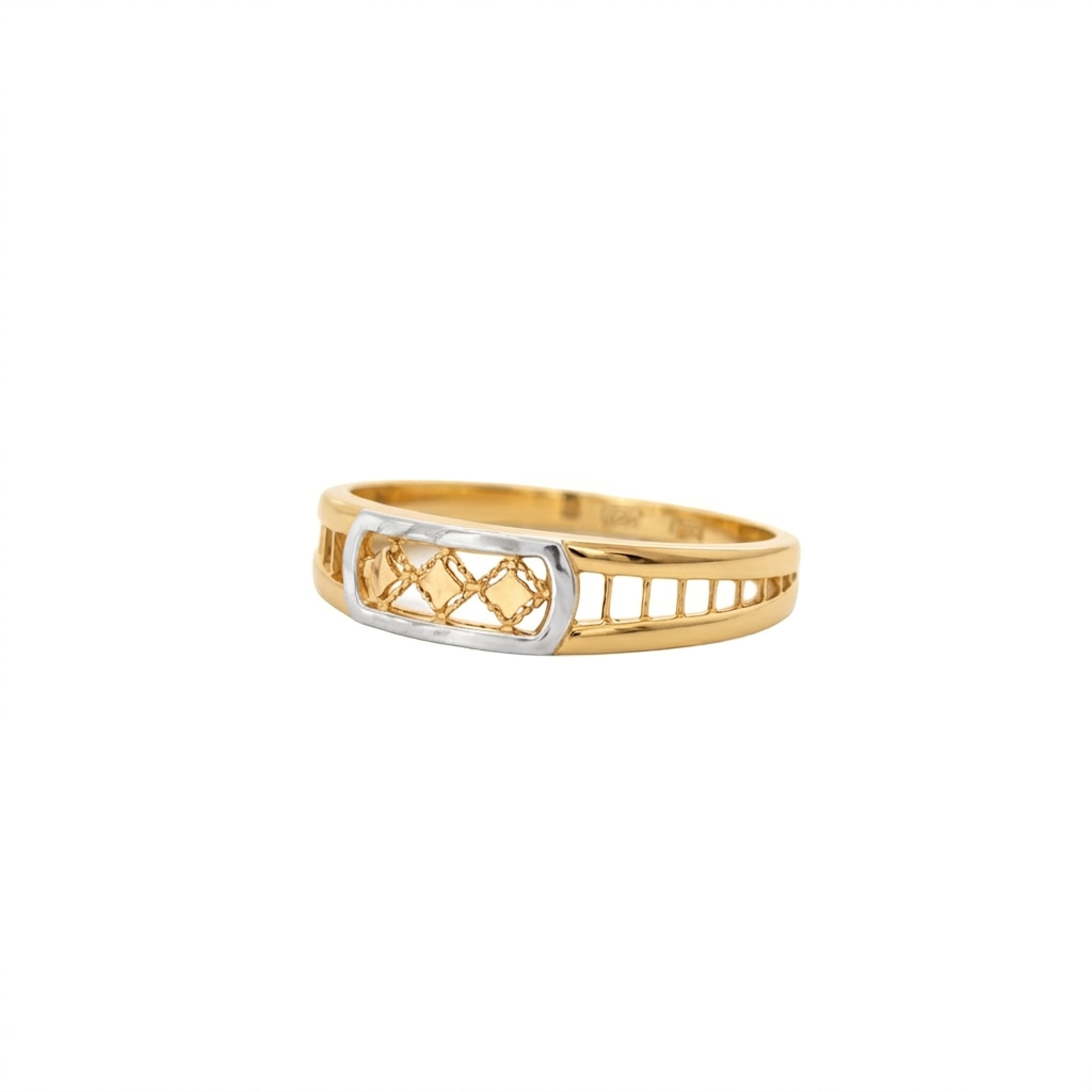 Dual Tone Lattice Gold Ring