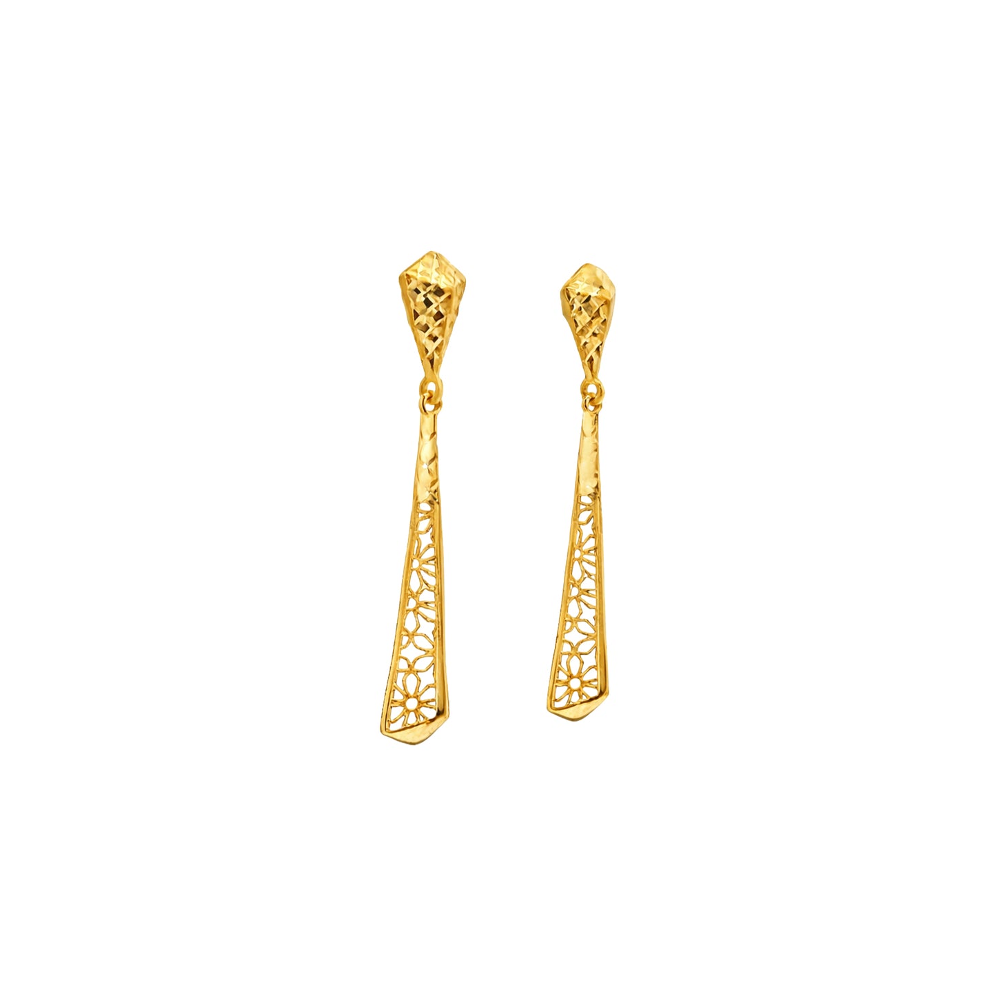 Textured Pyramid Gold Earrings