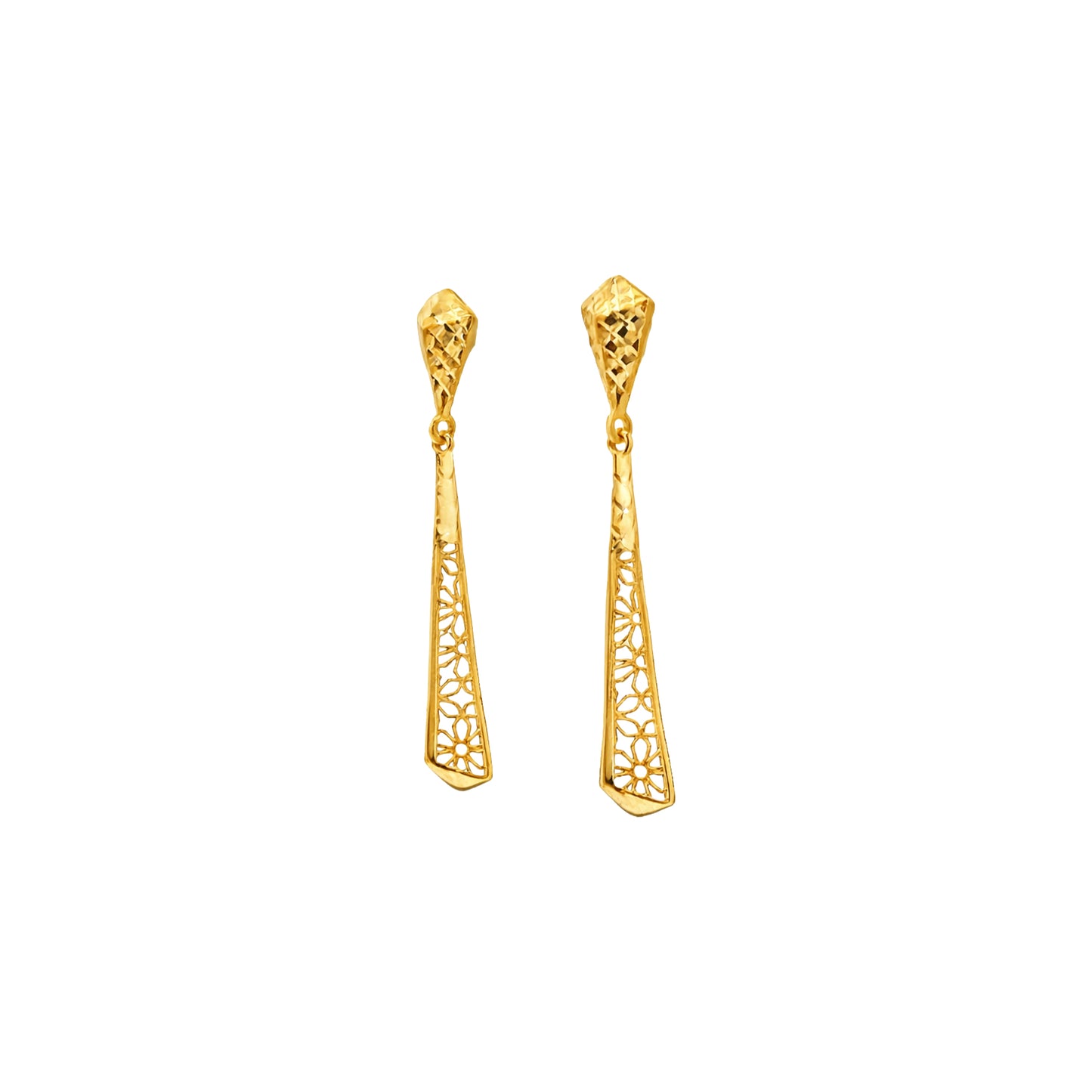 Textured Pyramid Gold Earrings