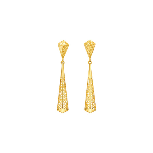 Textured Pyramid Gold Earrings