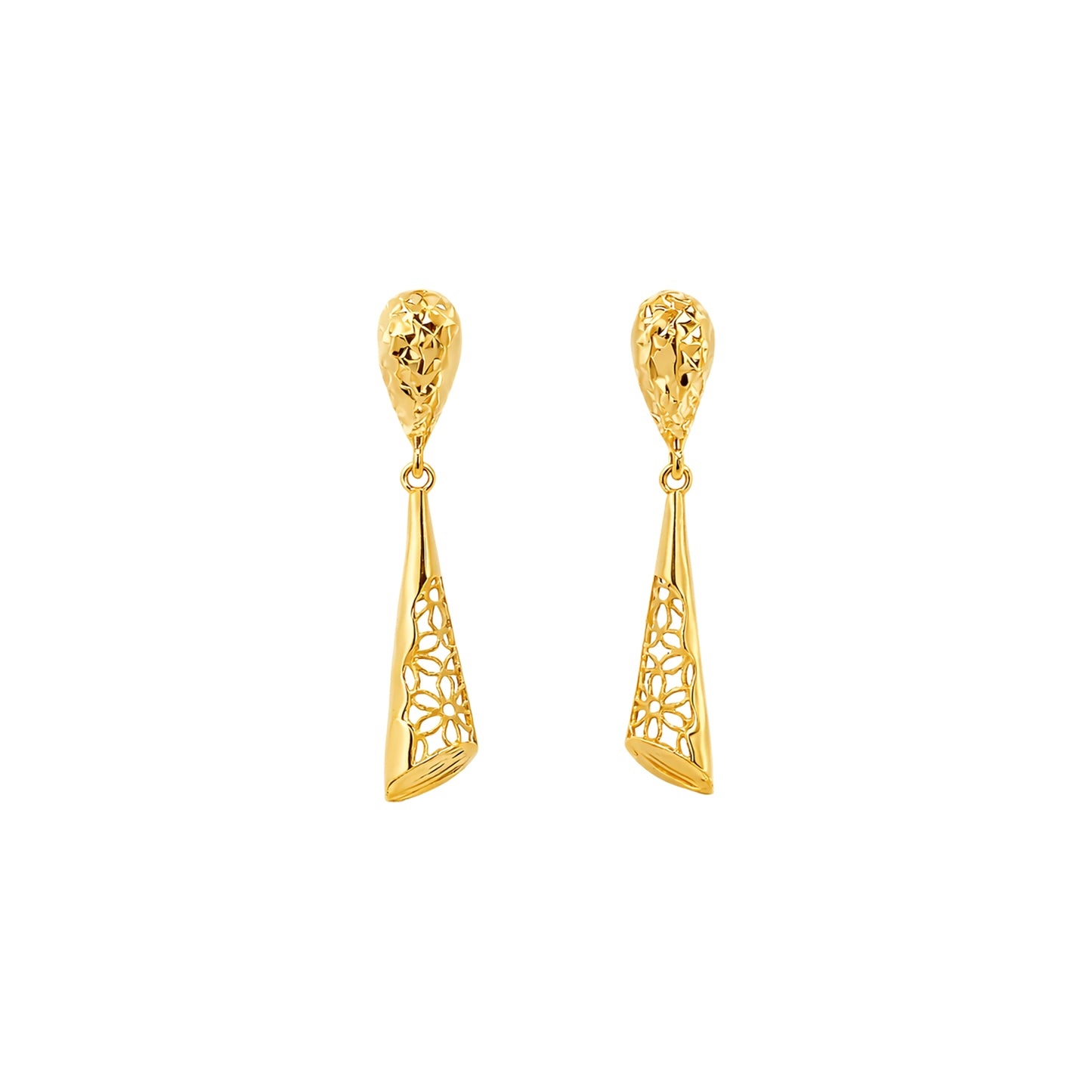 Textured Cone Gold Earrings