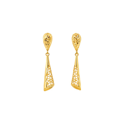 Textured Cone Gold Earrings