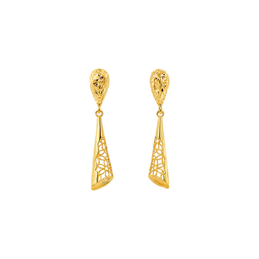 Textured Cone Gold Earrings