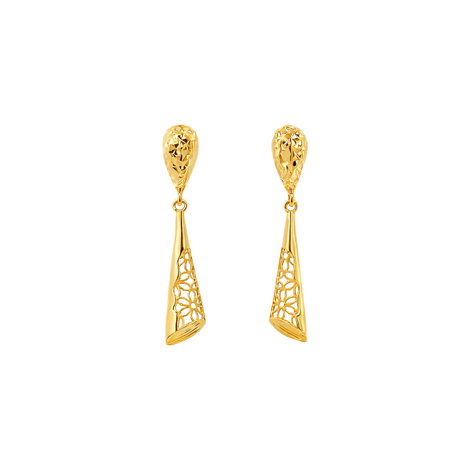 Textured Cone Gold Earrings