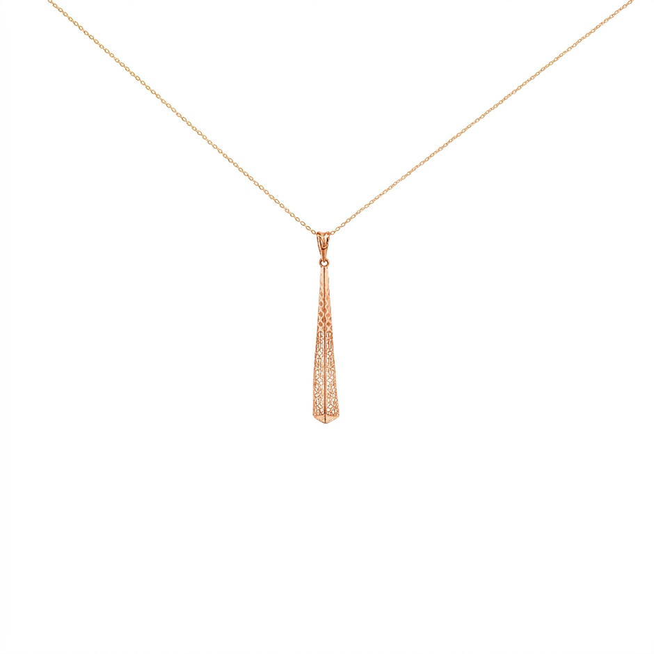 Elongated Spike Gold Pendant