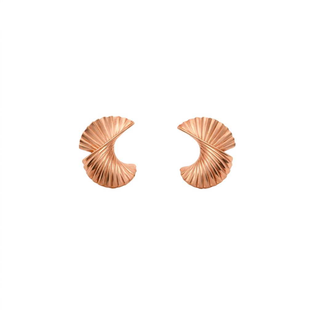 Aurelle Spiral Fan Gold Stud Earrings