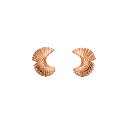 Aurelle Spiral Fan Gold Stud Earrings