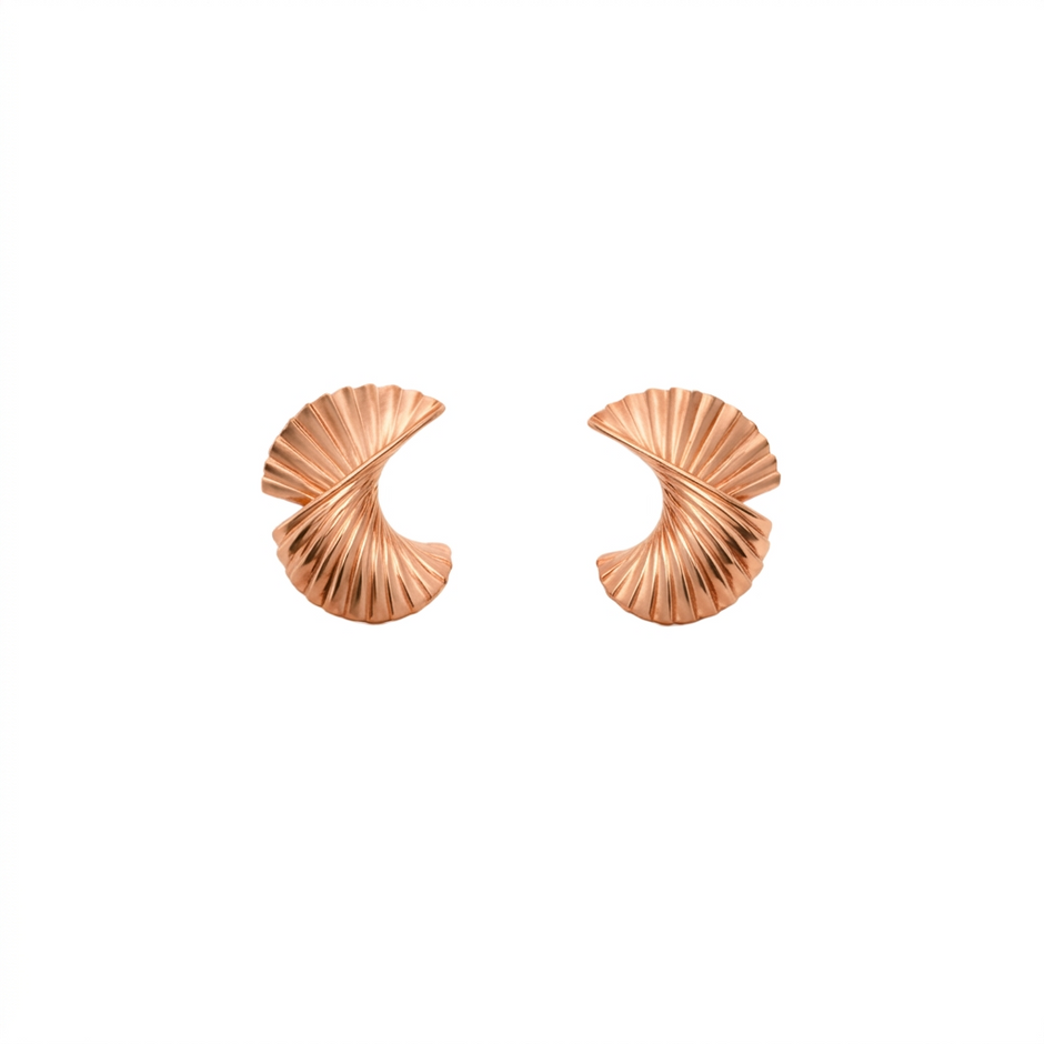 Aurelle Spiral Fan Gold Stud Earrings