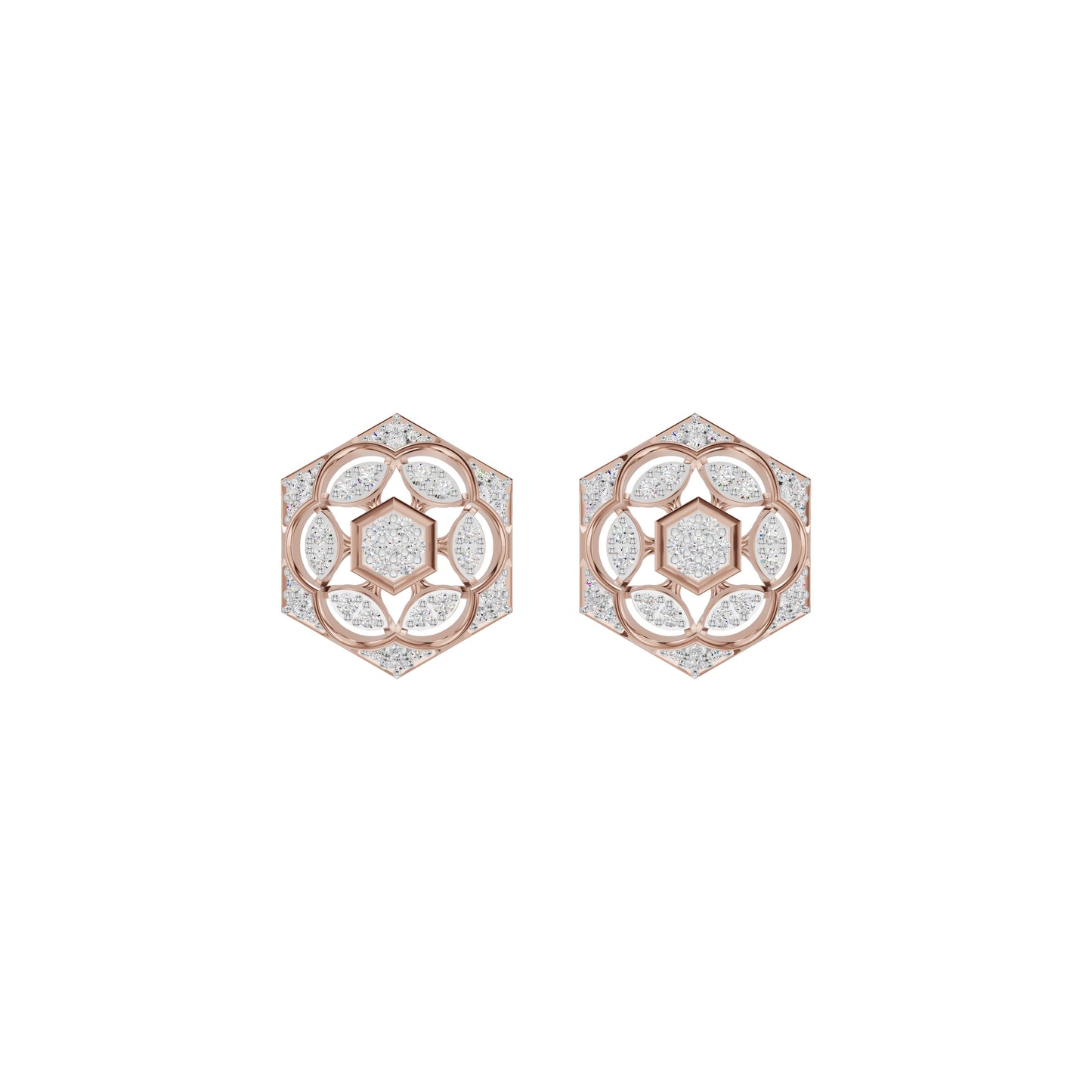 Hexaflora Diamond Earrings 18 KT / Rose Gold