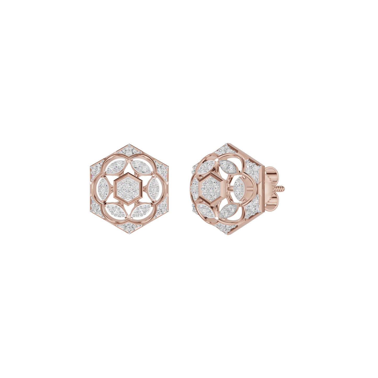 Hexaflora Diamond Earrings 18 KT / Rose Gold