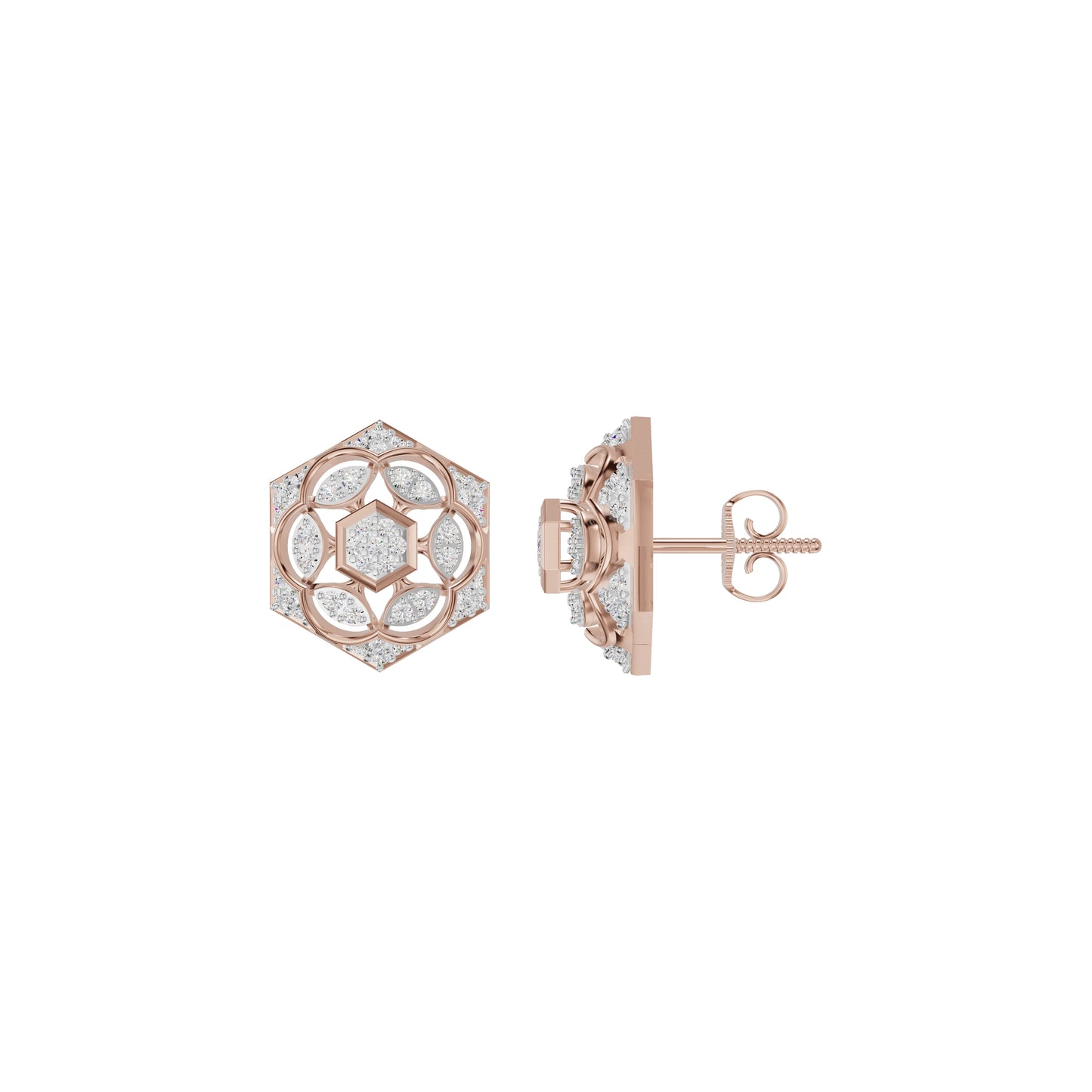 Hexaflora Diamond Earrings 18 KT / Rose Gold