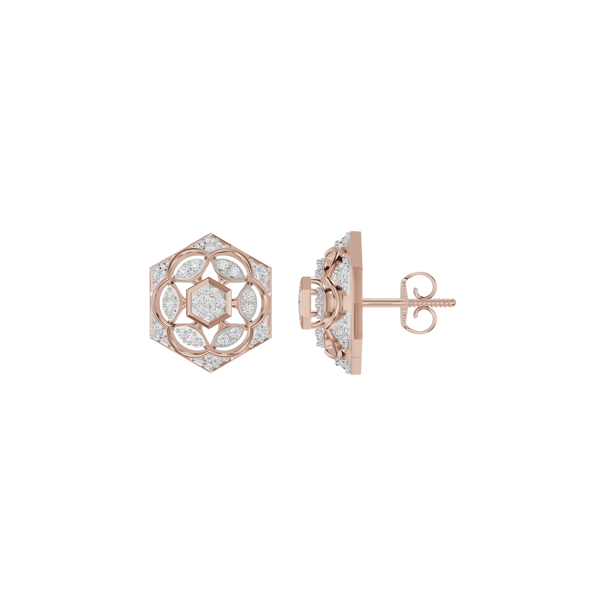Hexaflora Diamond Earrings 18 KT / Rose Gold
