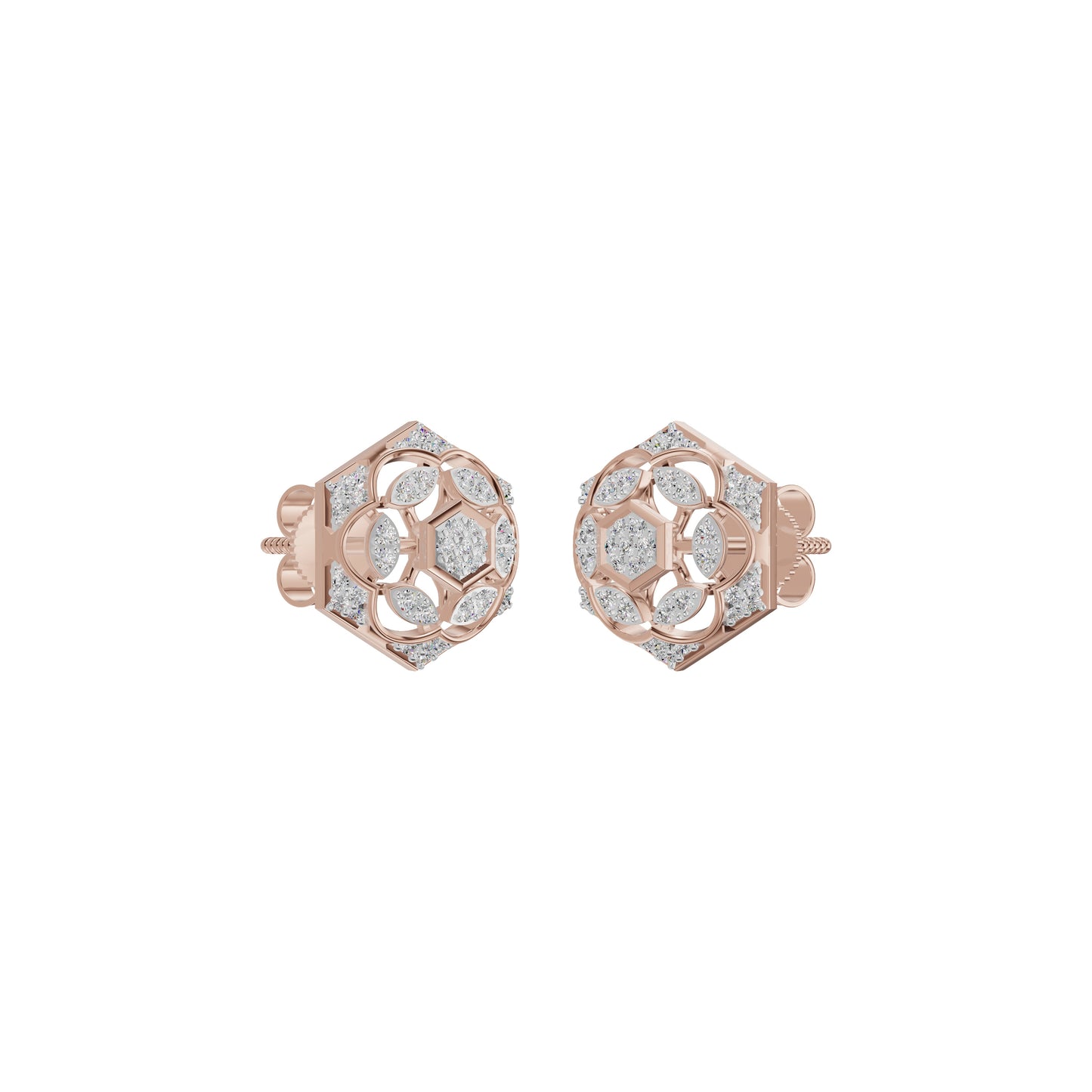 Hexaflora Diamond Earrings 18 KT / Rose Gold