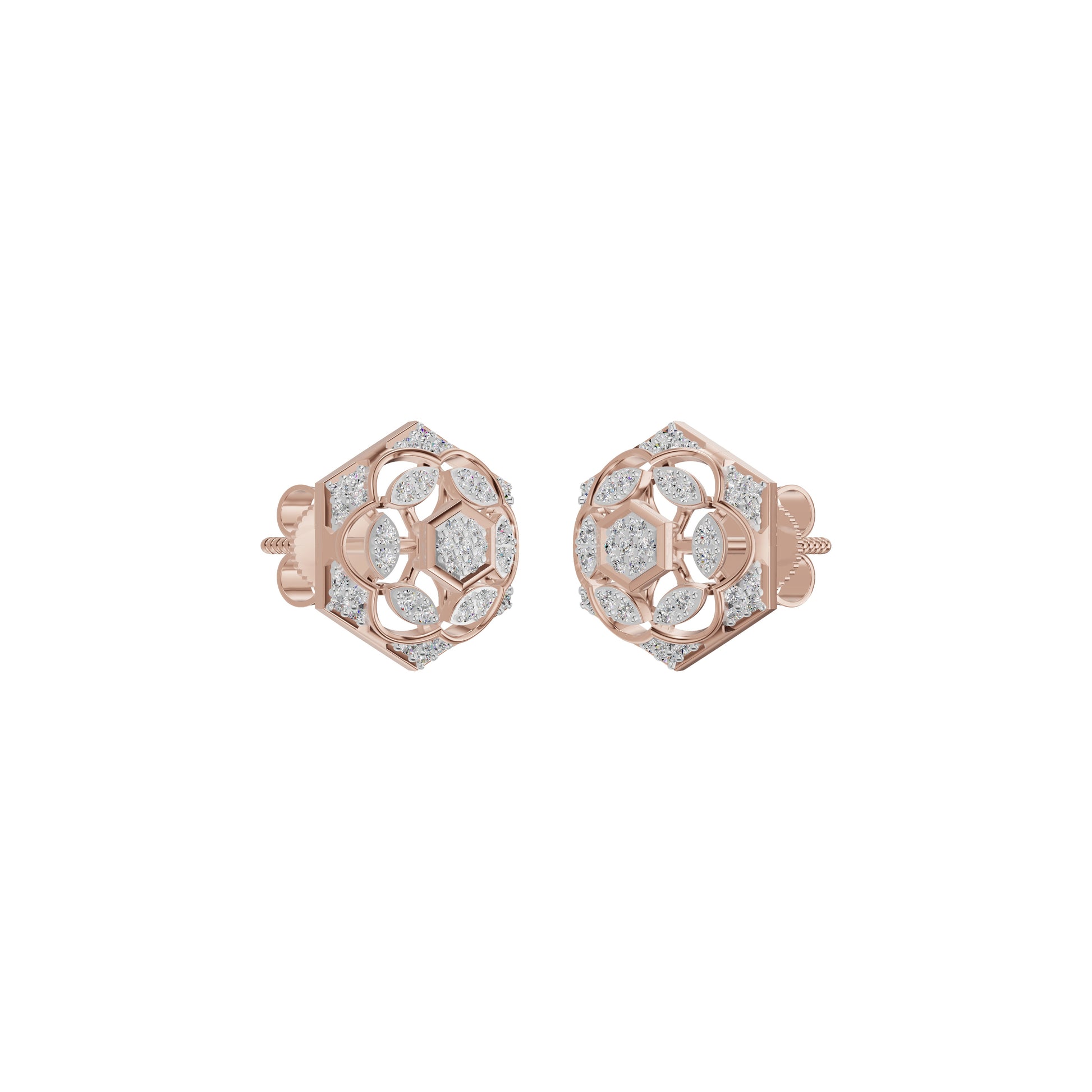Hexaflora Diamond Earrings 18 KT / Rose Gold
