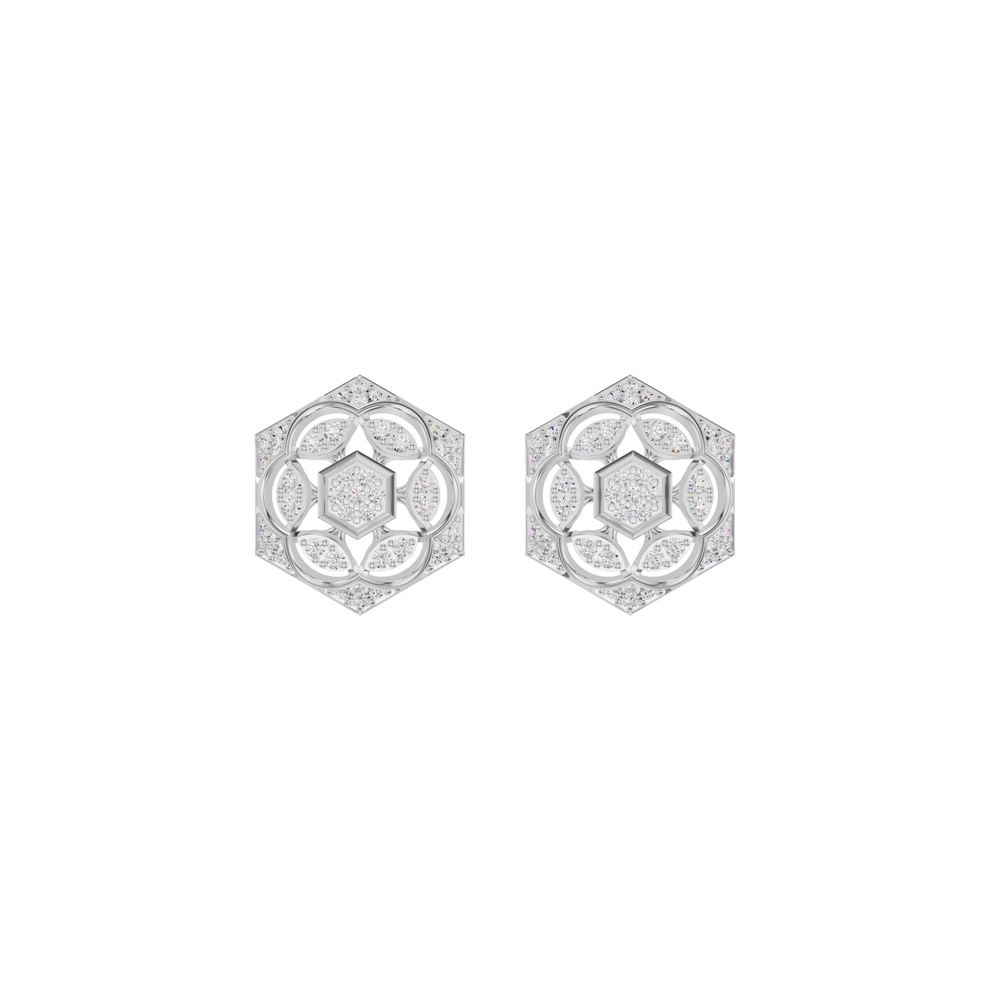 Hexaflora Diamond Earrings 18 KT / White Gold
