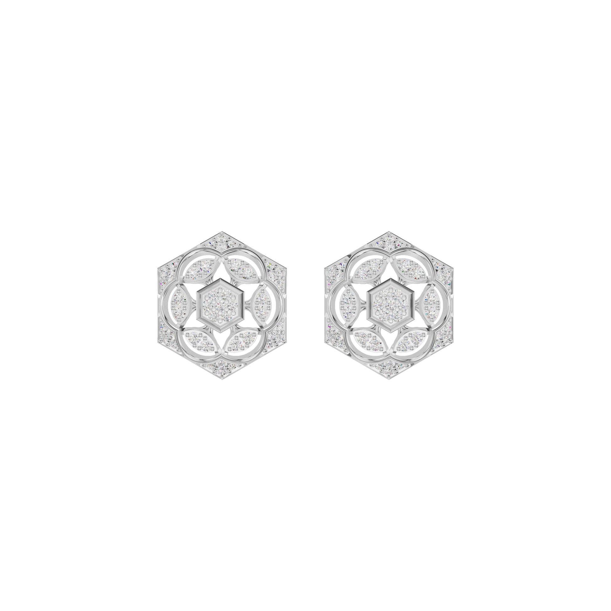 Hexaflora Diamond Earrings 18 KT / White Gold