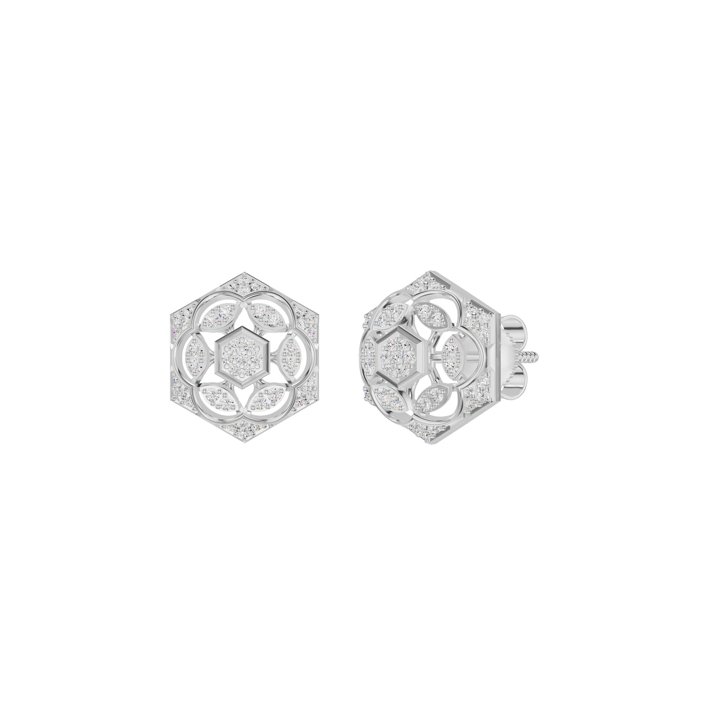 Hexaflora Diamond Earrings 18 KT / White Gold