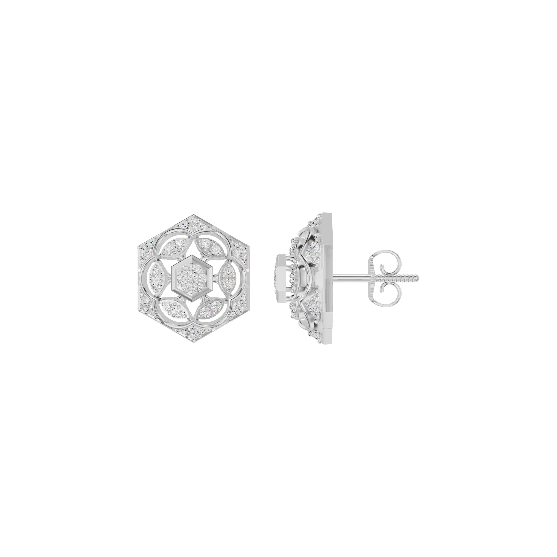 Hexaflora Diamond Earrings 18 KT / White Gold