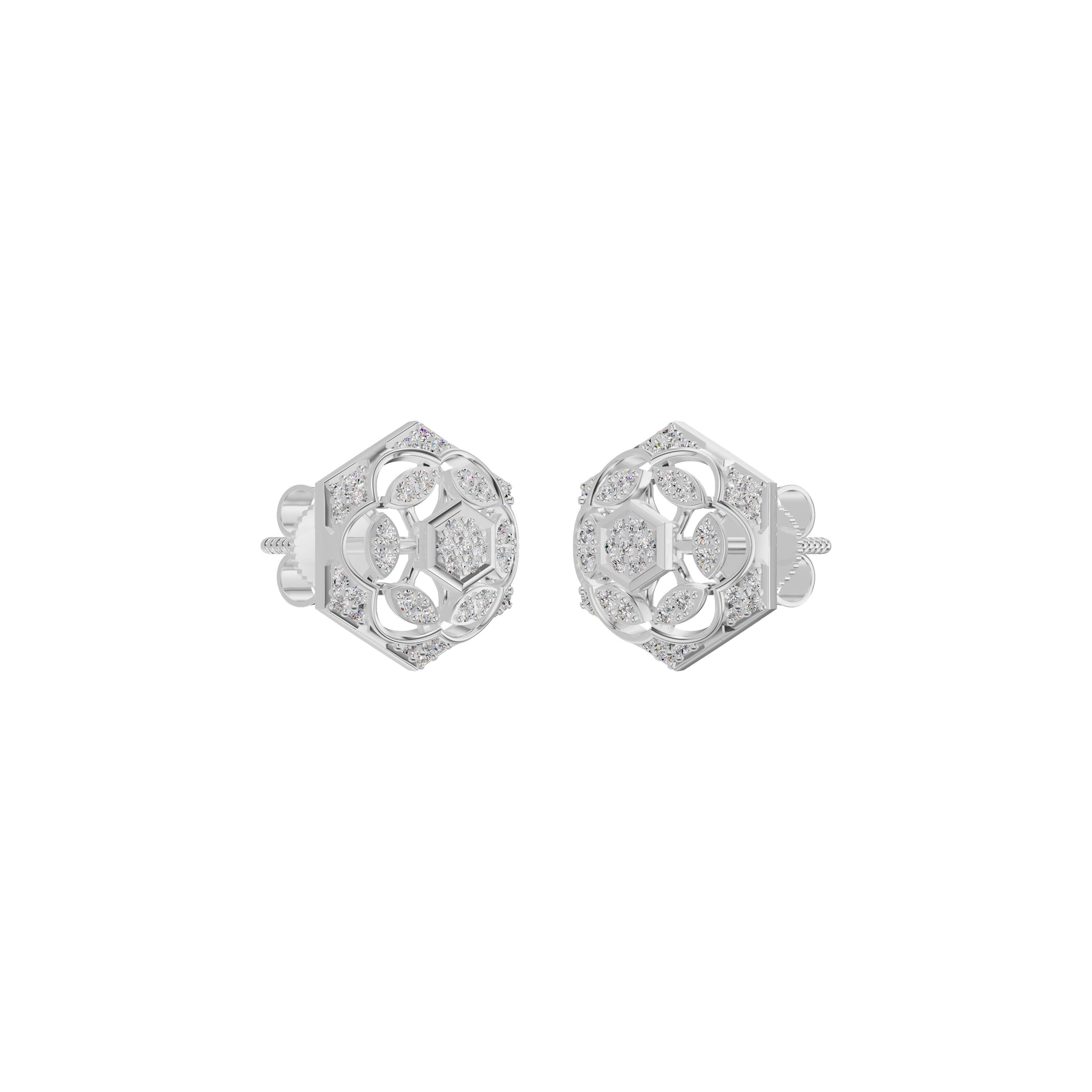 Hexaflora Diamond Earrings 18 KT / White Gold