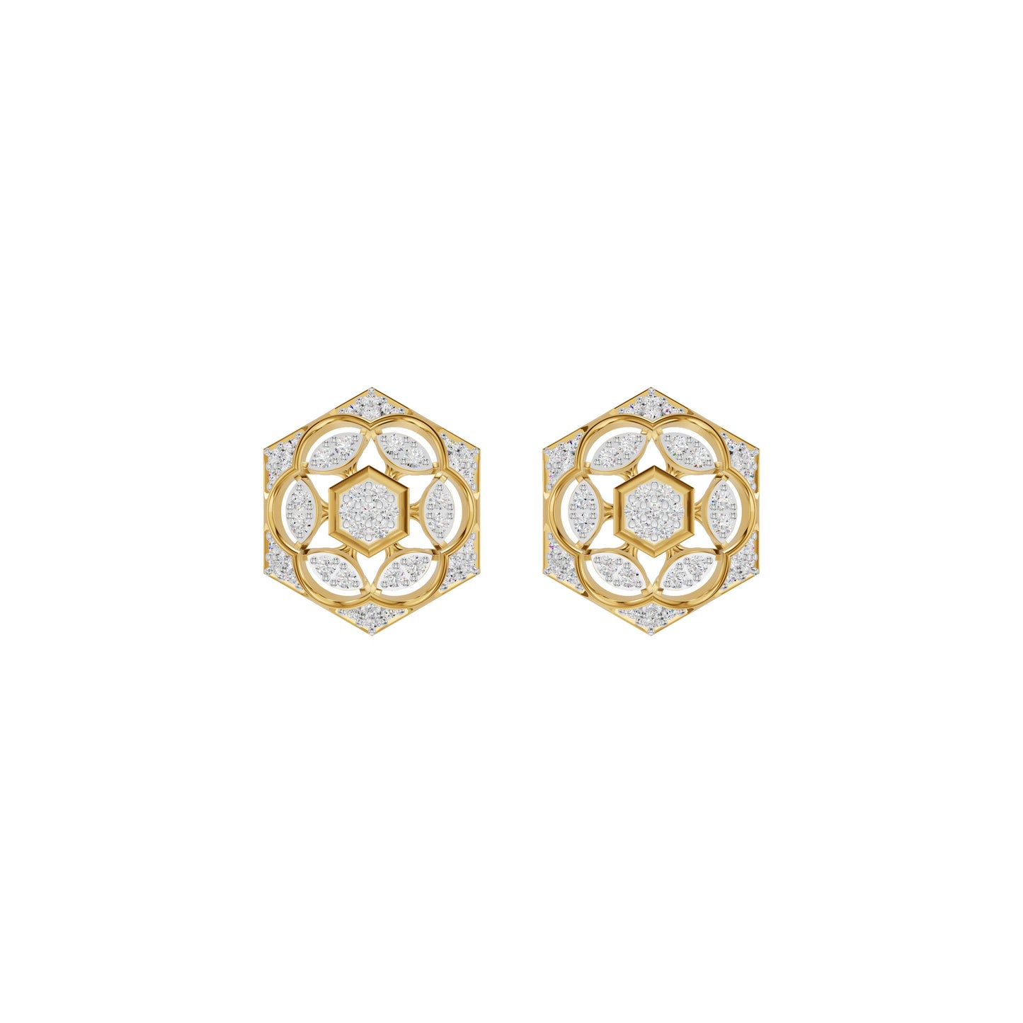 Hexaflora Diamond Earrings 18 KT / Yellow Gold