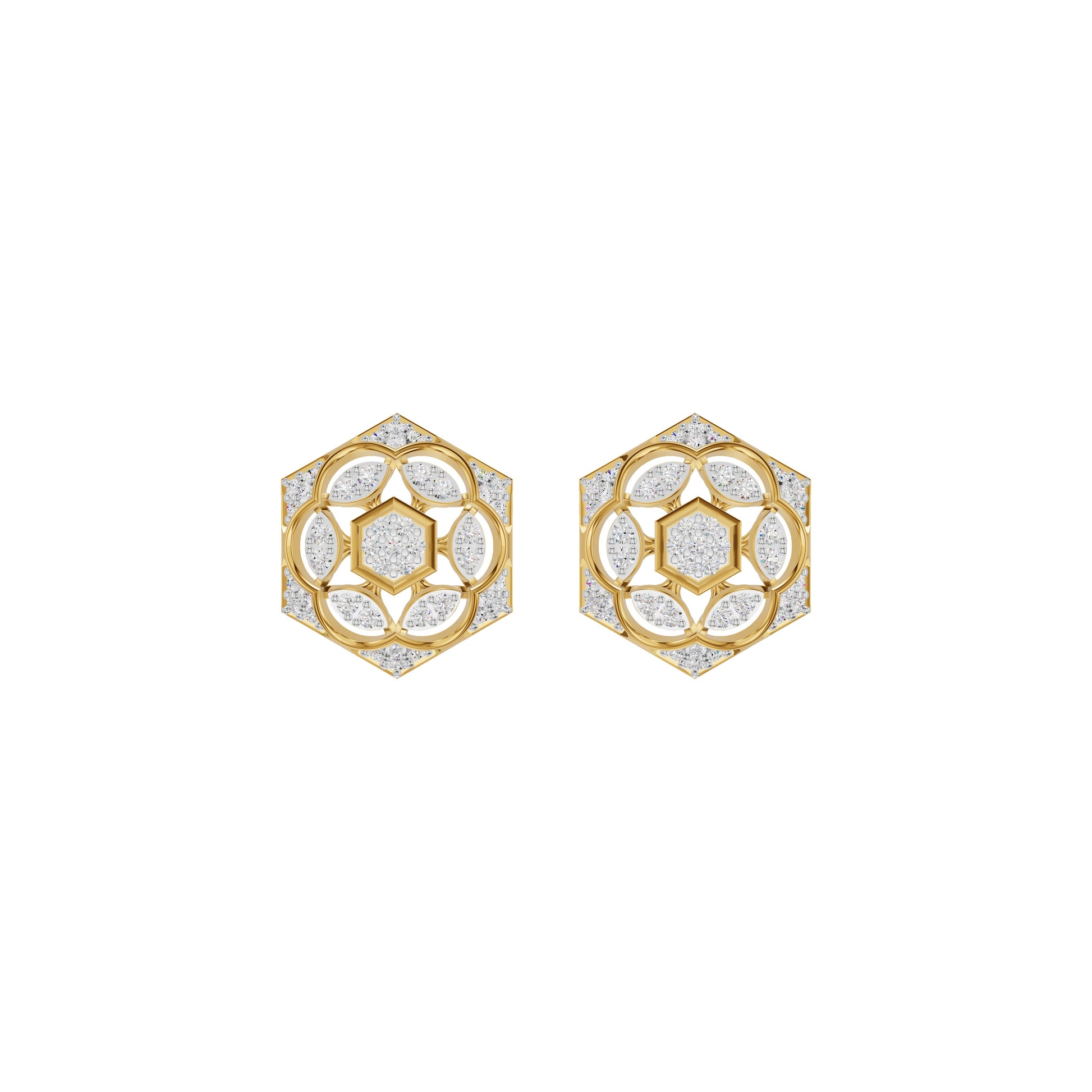 Hexaflora Diamond Earrings 18 KT / Yellow Gold