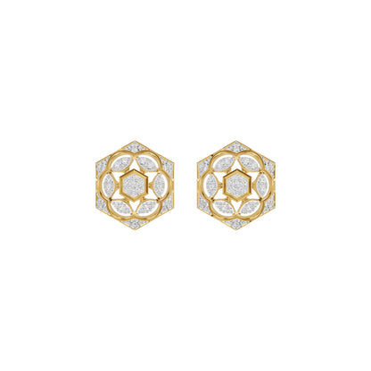 Hexaflora Diamond Earrings 18 KT / Yellow Gold