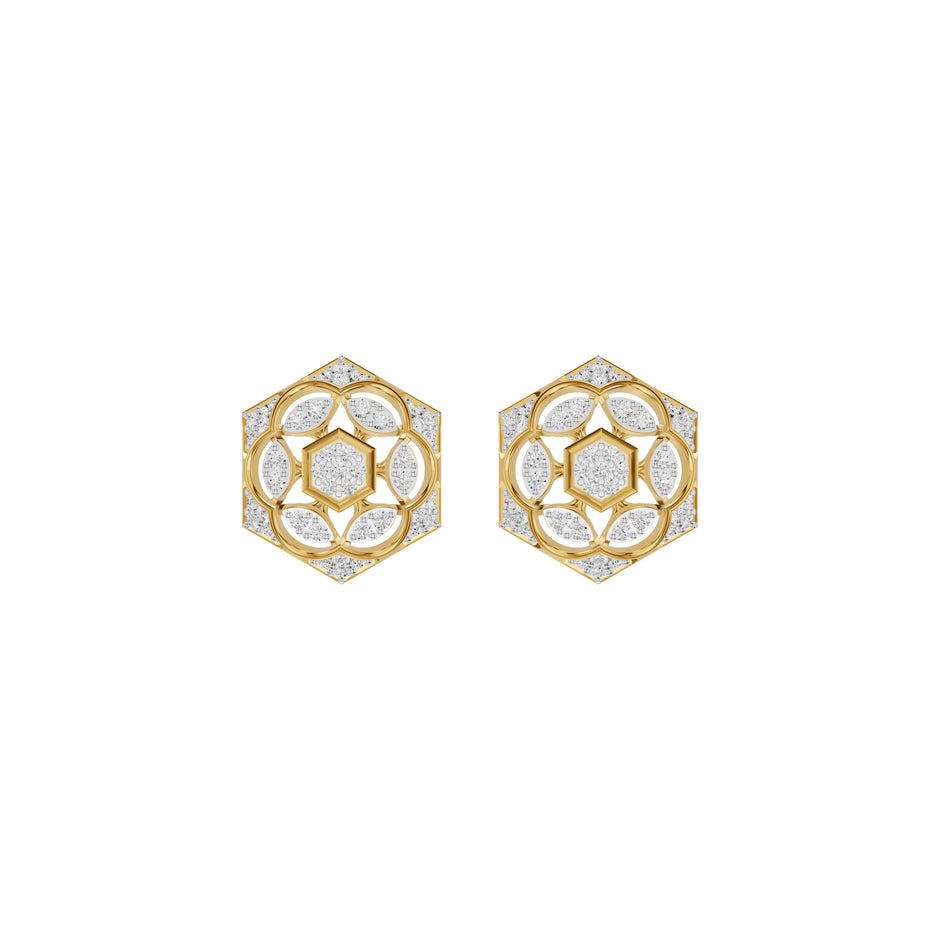 Hexaflora Diamond Earrings 18 KT / Yellow Gold