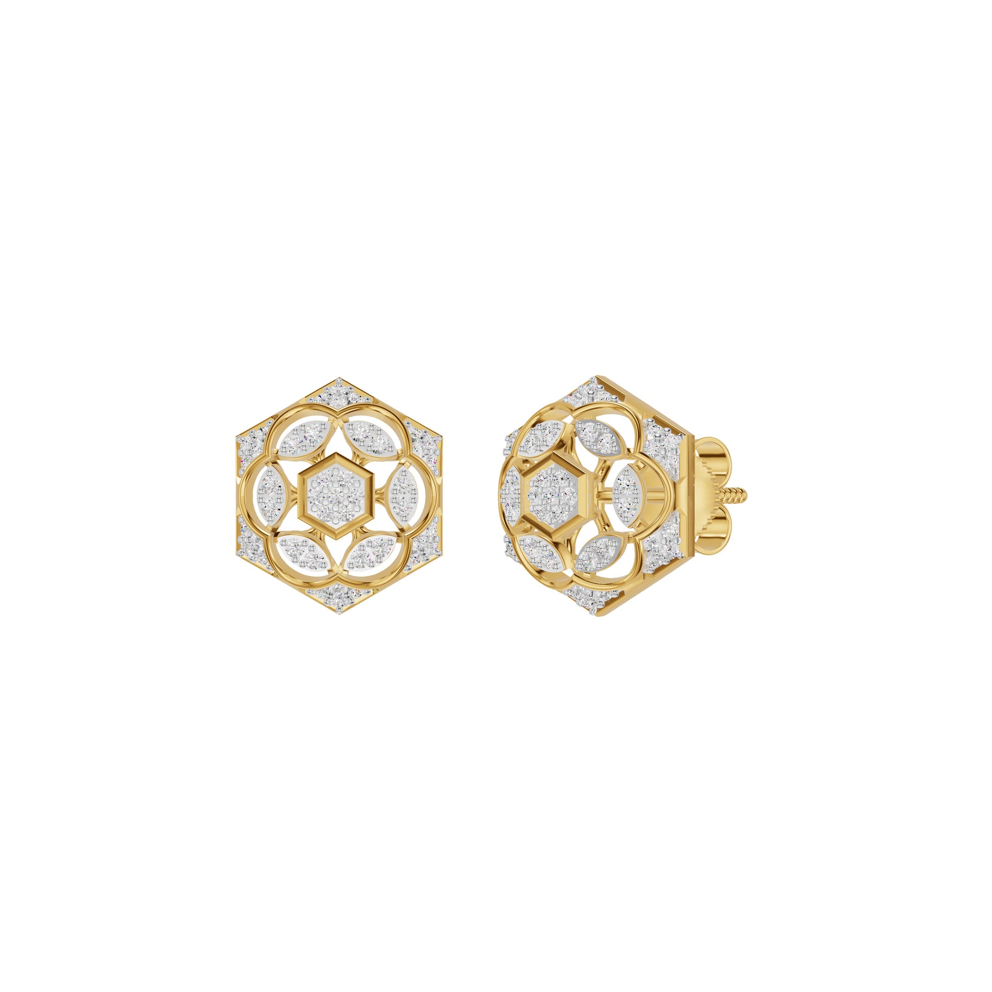 Hexaflora Diamond Earrings 18 KT / Yellow Gold