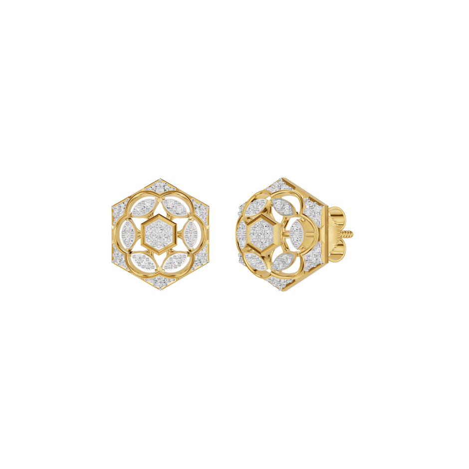 Hexaflora Diamond Earrings 18 KT / Yellow Gold