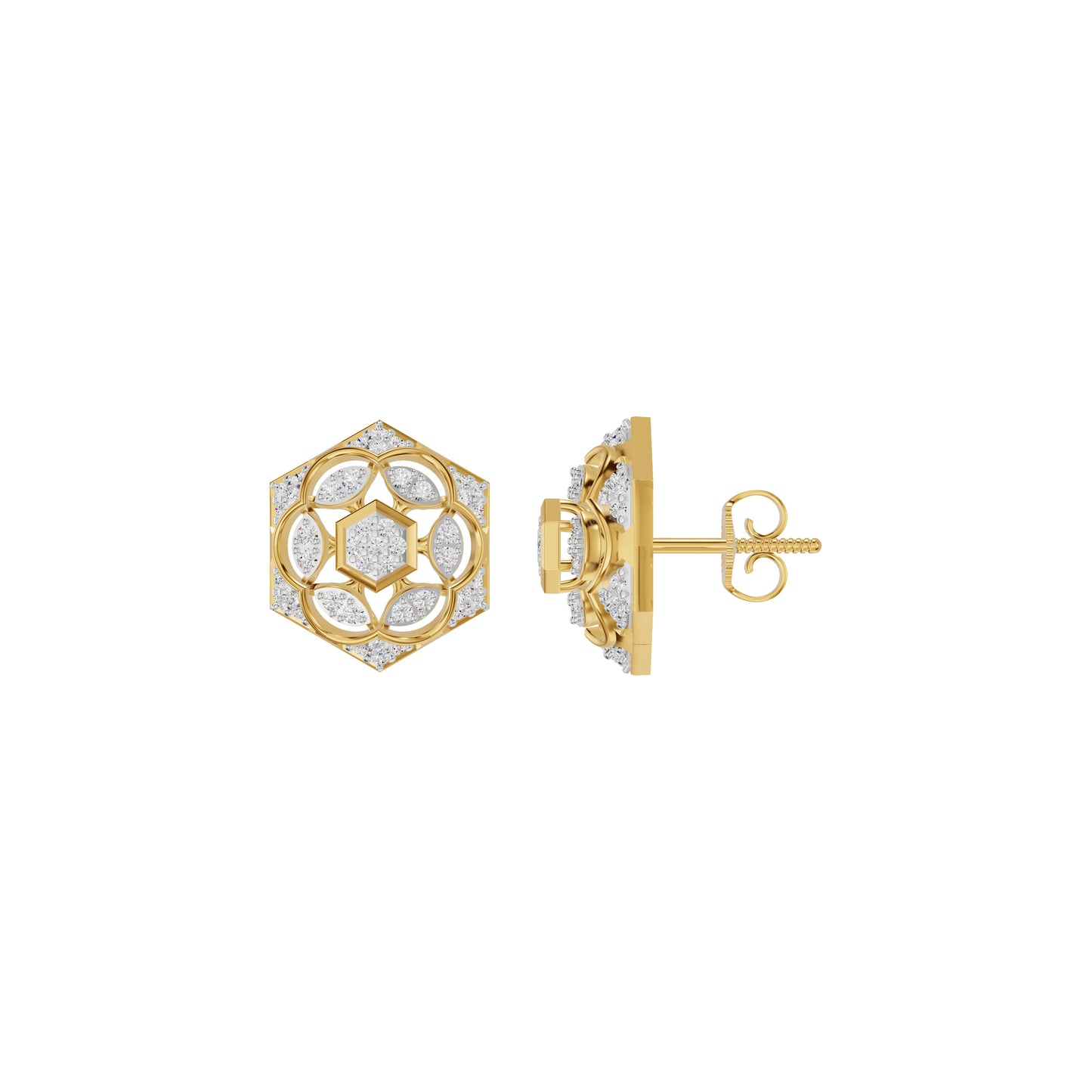 Hexaflora Diamond Earrings 18 KT / Yellow Gold