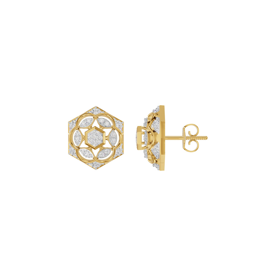 Hexaflora Diamond Earrings 18 KT / Yellow Gold