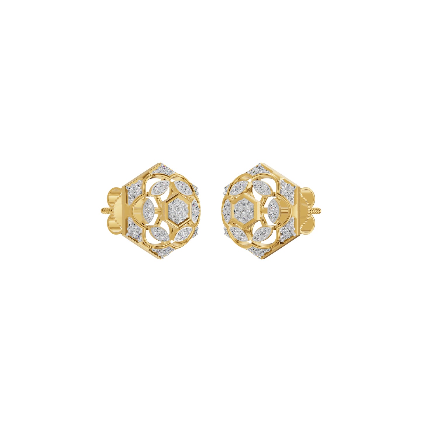 Hexaflora Diamond Earrings 18 KT / Yellow Gold