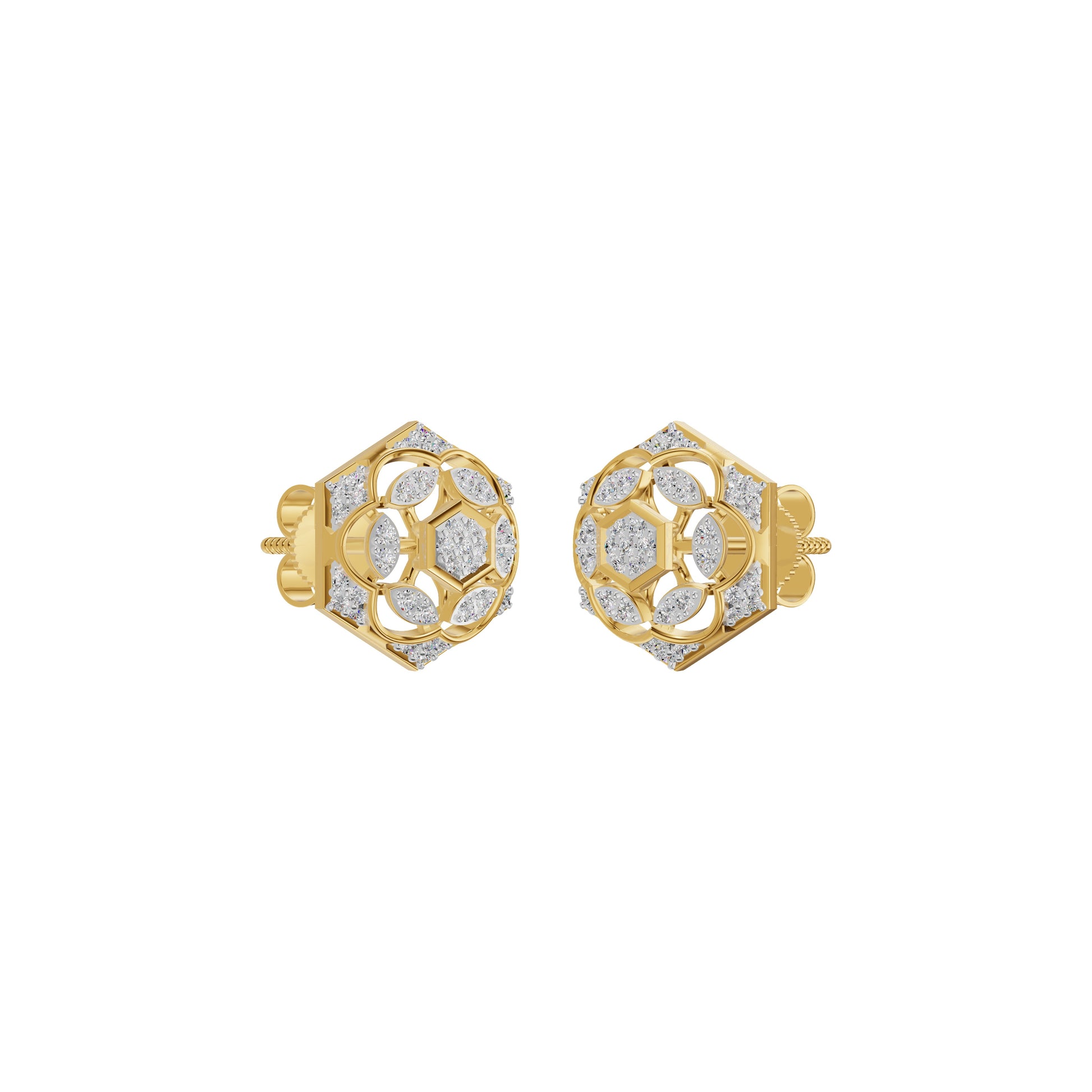 Hexaflora Diamond Earrings 18 KT / Yellow Gold