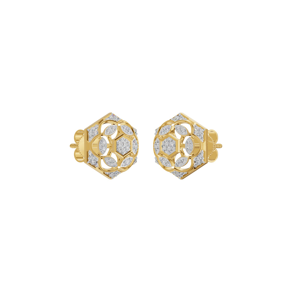 Hexaflora Diamond Earrings 18 KT / Yellow Gold