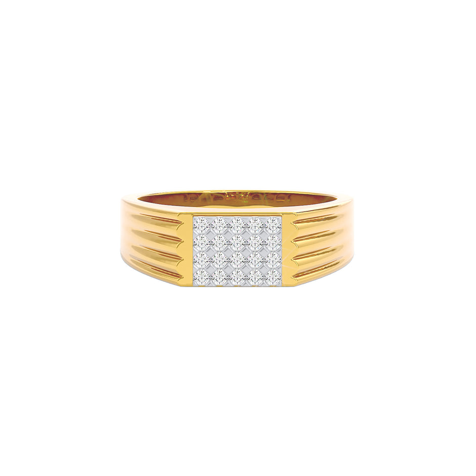 Imperial Pave Diamond Mens Ring 18 KT / Yellow Gold / 22