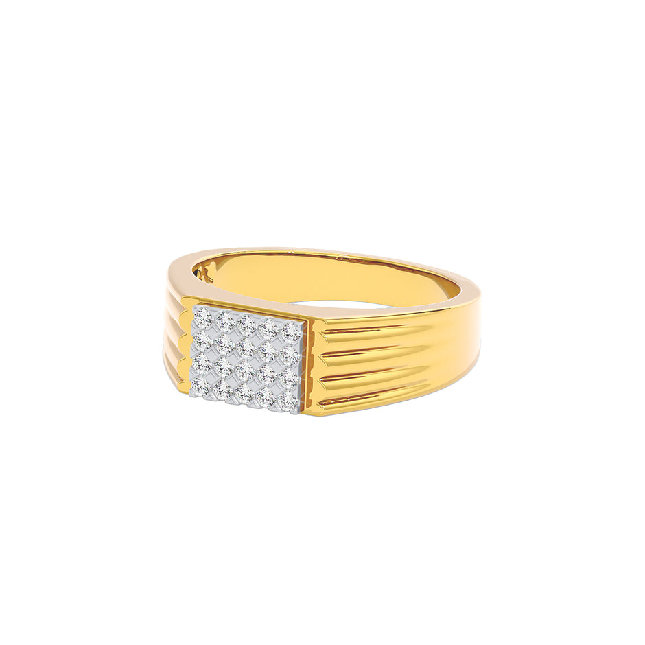 Imperial Pave Diamond Mens Ring 18 KT / Yellow Gold / 22