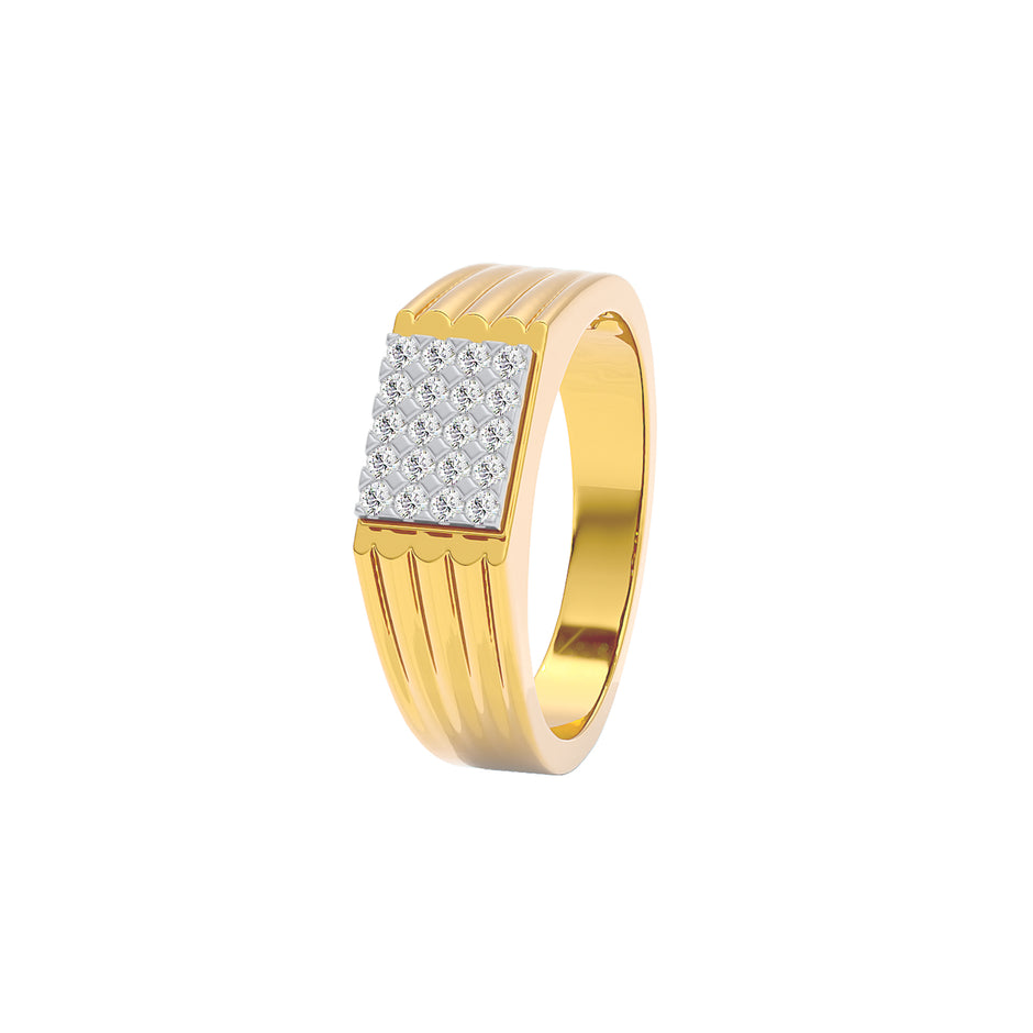 Imperial Pave Diamond Mens Ring 18 KT / Yellow Gold / 22