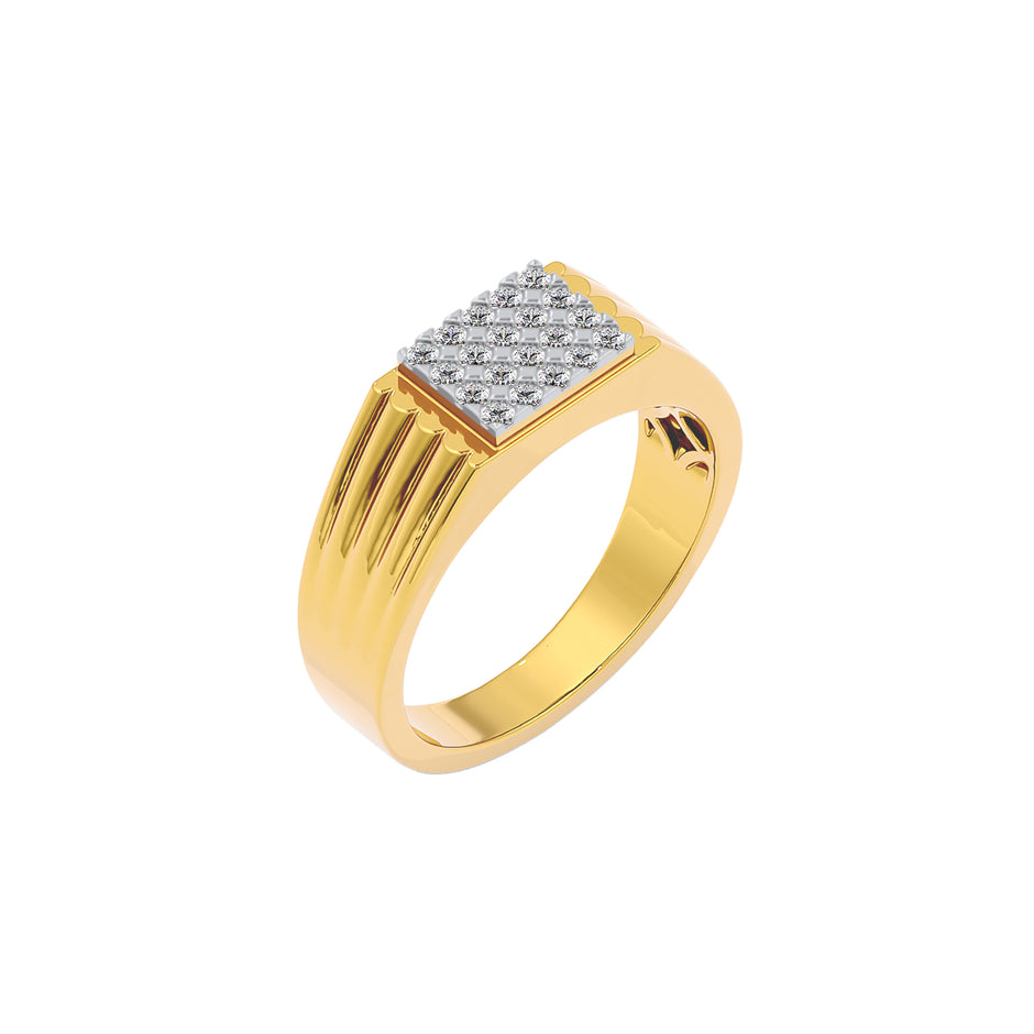 Imperial Pave Diamond Mens Ring 18 KT / Yellow Gold / 22