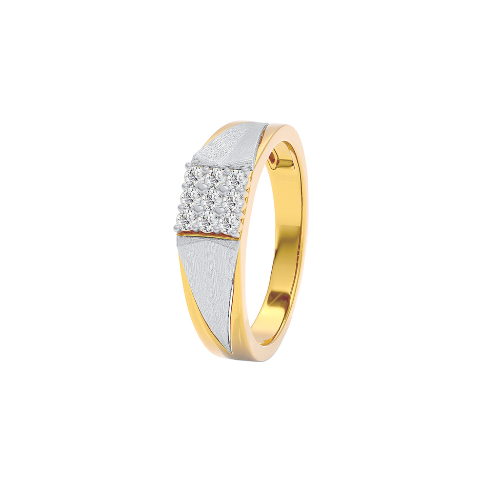Pave Band Diamond Mens Ring 18 KT / Yellow Gold / 22