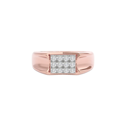 Flush Set Diamond Mens Ring 18 KT / Rose Gold / 22