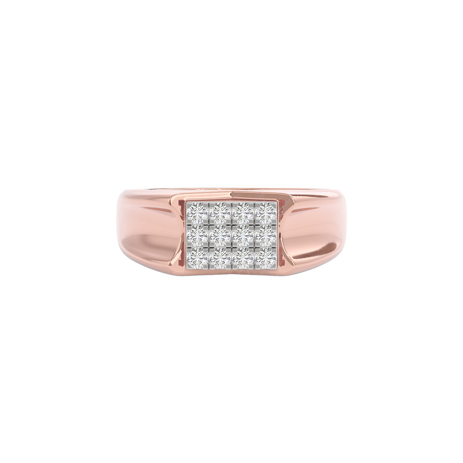 Flush Set Diamond Mens Ring 18 KT / Rose Gold / 22