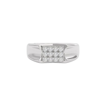 Flush Set Diamond Mens Ring 18 KT / White Gold / 22