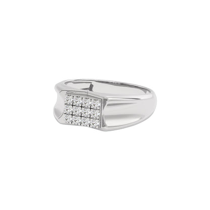 Flush Set Diamond Mens Ring 18 KT / White Gold / 22