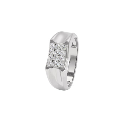 Flush Set Diamond Mens Ring 18 KT / White Gold / 22
