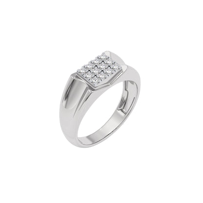 Flush Set Diamond Mens Ring 18 KT / White Gold / 22